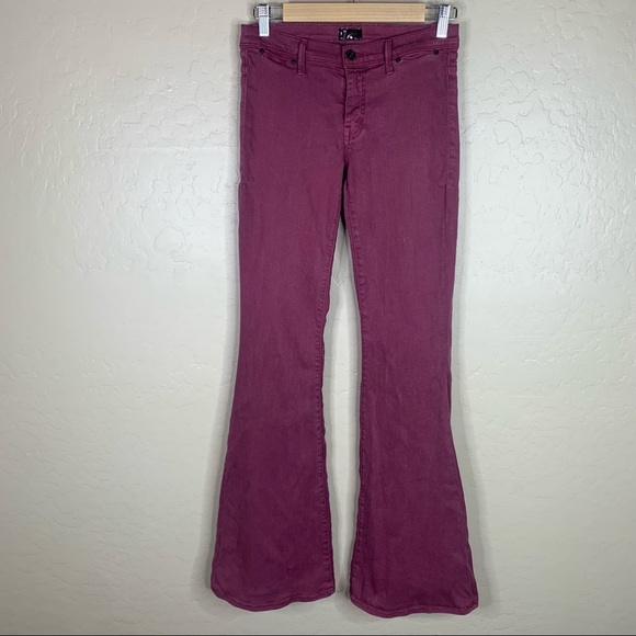 Mother Denim Curfew Flare Jeans in Raspberry - Picture 2 of 14